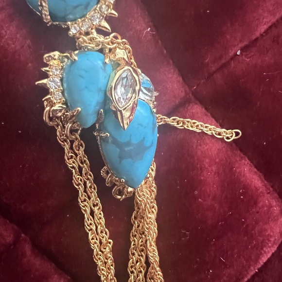 Alexis Bittar "turquoise and diamonds" tassel necklace - Picture 4 of 5